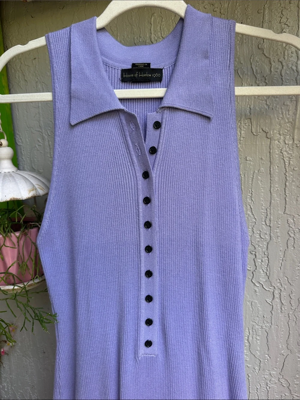 House of Harlow 1960 Lavender Ribbed Sleeveless Polo Dress - Picture 2 of 4